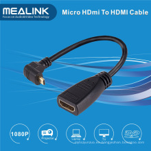 Alta velocidad de 90 ángulos Mirco HDMI a cable HDMI